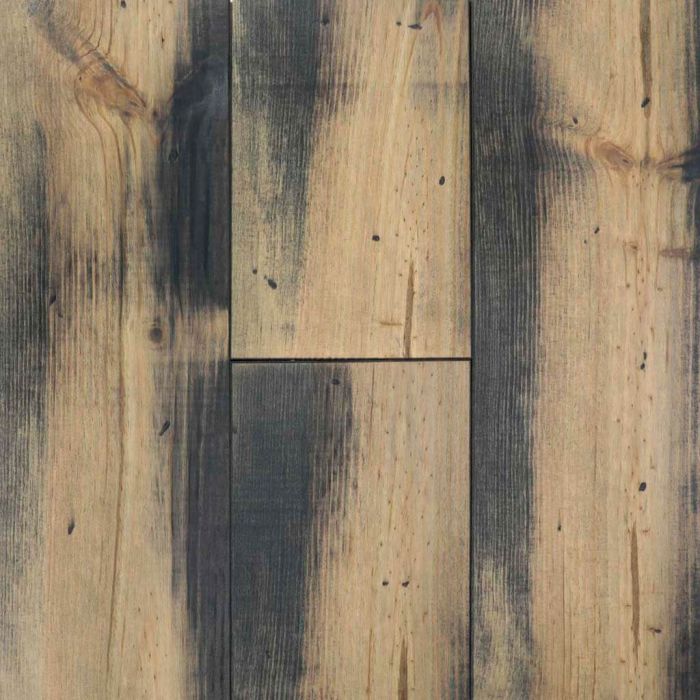 Parquet pin rustique 150 x 14 mm huilé grisé endommagé