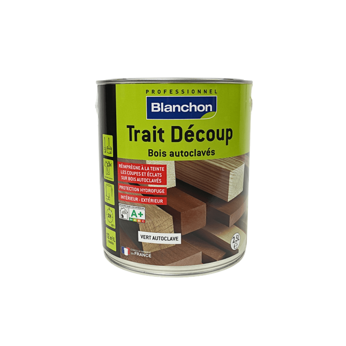 Trait Découp bois autoclavé vert bidon 2.5 litres Trait Découp bois autoclavé vert bidon 2.5 litres