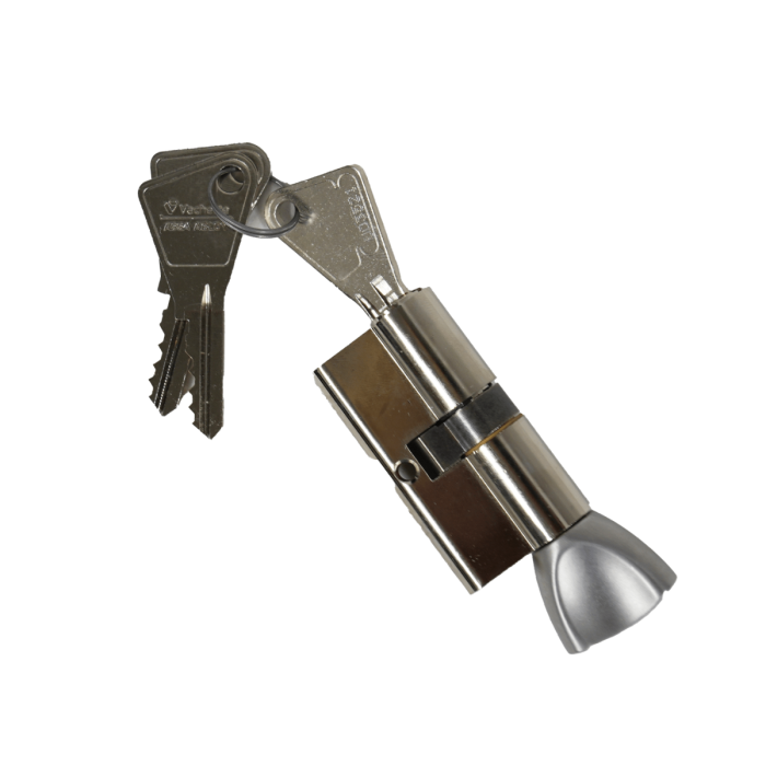 Barillet à bouton nickelé V5 30 x 30 mm 3 clés Barillet à bouton nickelé V5 30 x 30 mm 3 clés