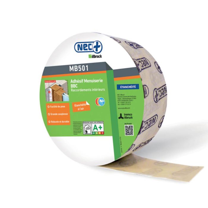 Adhésif menuiserie BBC 60 mm rouleau de 30 ml
