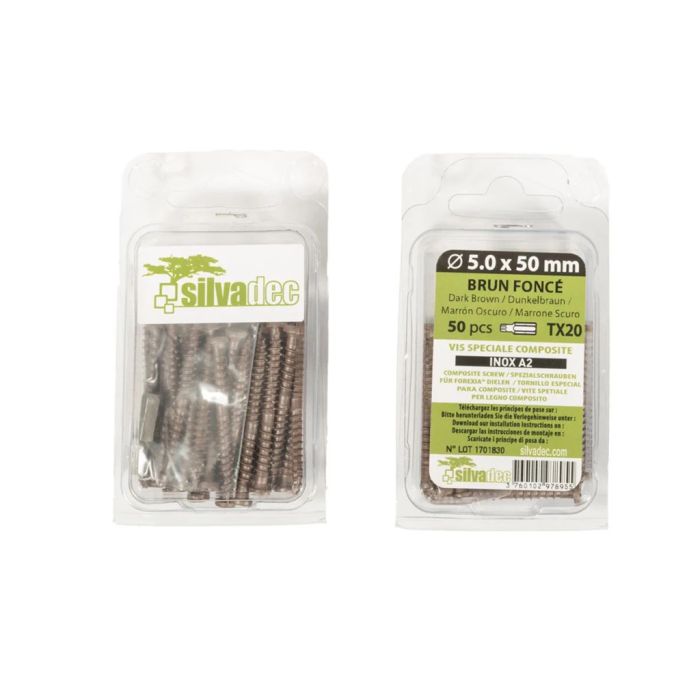 Silvadec Vis départ arrivée 5/50 brun foncé boîte de 50 vis Silvadec Vis départ arrivée 5/50 brun foncé boîte de 50 vis
