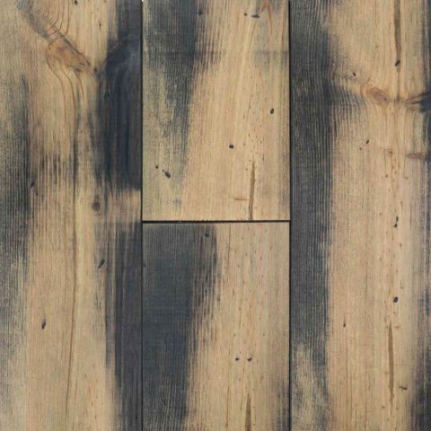 Parquet pin rustique 150 x 14 mm huilé grisé endommagé