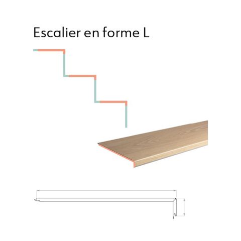 Nez marche 90° en L Seychelles 1980 x 215 x 27 mm